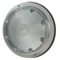 Interior Lighting 105 8" Surface Mount Dome Lamps 7" diameter lens Surface mount lamp Separate ground wire Popular for use as a scare lamp on RVs Not suitable for use in headliners or confined spaces
