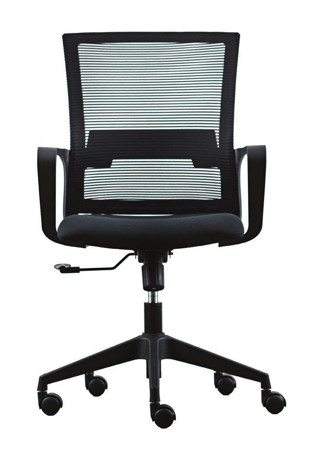 JUPITER SERIES Stylish affordability HERA MID BACK TASK CHAIR Features: Model: Finish: HER-MB-BL Black Black meshed back for greater air circulation and comfort Built in lumbar