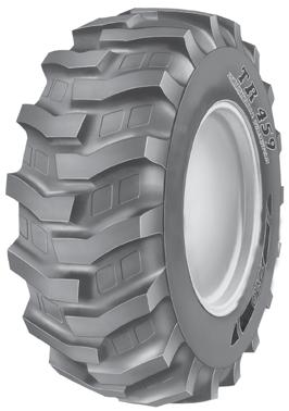 REAR FARM R-4 TR-459 DESIGNED FOR DRIVE WHEEL ON INDUSTRIAL TRACTORS WIDE LUGS AND EXTENSIVE LUG OVERLAPPING AT CENTER PROVIDES RESISTANCE TO BUCKLING, TEARING AND CRACKING SPECIAL COMPOUND AND