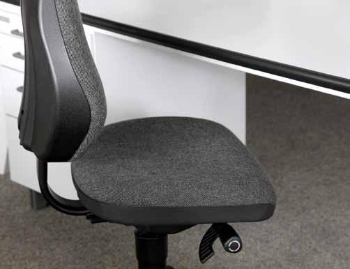 The seat and the back rest track the movements of the body in synchronous fashion, the mechanism provides continuous adjustment to body weight.