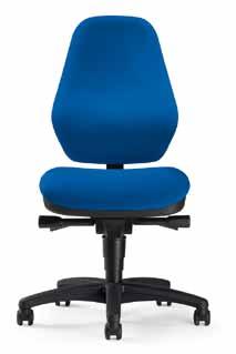 Basic4 Medium-high Swivel chair with permanent contact Continuously adjustable height setting from 420-510 mm through safety gas spring Backrest with integrated lumbar support, height adjustment of