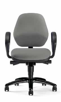 Basic4 ESD Medium-high ESD swivel chair with permanent contact Conductive seat and back pads Continuously adjustable height setting from 420-510 mm through safety gas spring Backrest with integrated