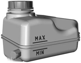 Maintenance E169064 Make sure that the coolant level is between the MIN and MAX marks on the coolant reservoir. If the coolant level is at or below the minimum mark, add coolant immediately.