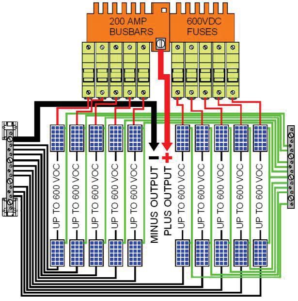 MNPV12 with breakers combined MNPV12 breaker wiring diagram-combined busbars Some PV Panels now require a 20 amp series fuse (breaker).