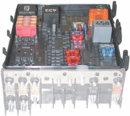 The electrics box and pre-fuse box are located in a housing in the engine compartment.