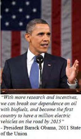 One Million Electric Vehicles by 2015 In his State of the Union speech in Jan.
