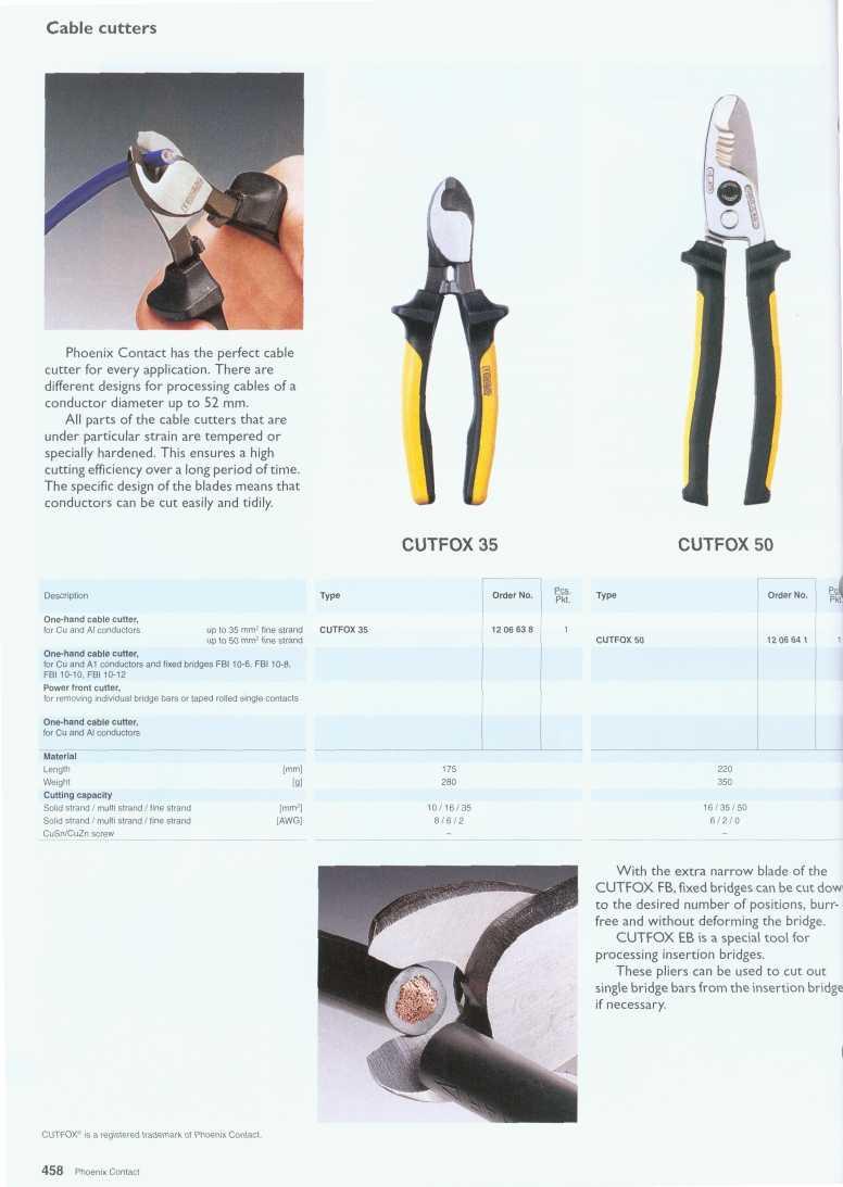 Cable cutters / / Phoenix Contact has the perfect cable cutter for every application. There are different designs for processing cables of a conductor diameter up to 52 mm.