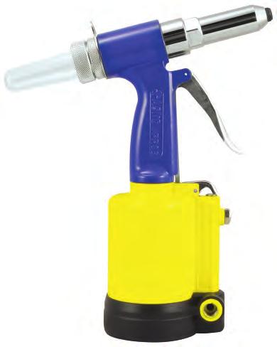 any angle Gets into hard-to-reach areas Provides quick, quiet and comfortable operation preventing user fatigue Rivet Capacity: Overall Length: Stroke: Motor: Air Hose I.D.
