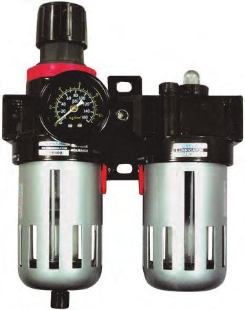 AIR ACCESSORIES & DELIVERY SYSTEMS 2616 3/8" Filter, Regulator and Lubricator with Gauge Prevents costly damage to air tools caused by rust, scale and moisture Convenient minimum installation time