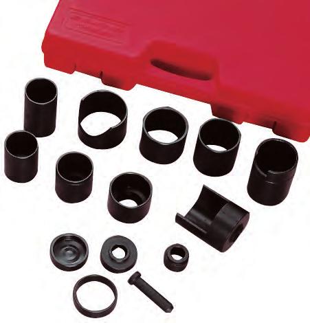 press, 3 receiver tubes sizes: 2-3/4 x3", 2-1/4 x 2-1/2 & 1-3/4 x2, installation and removing adapters Set also includes: 4-wheel drive ball joint service kit that allows service for 1967 thru