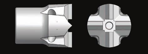 BITS Blade Bit Face Designs Blade bit designs are limited to cross and X type face configurations. 32 mm to 57 mm are restricted to a cross configuration.