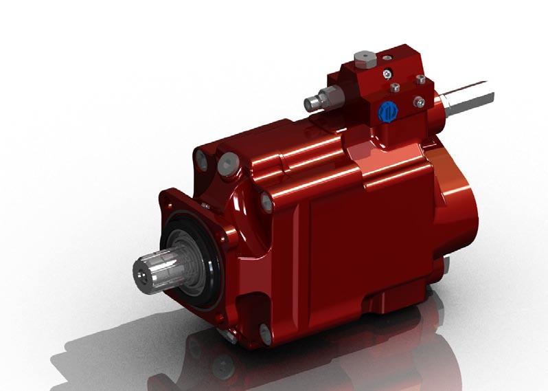 General Pump description The TXV variable displacement pumps are of axial piston design. Use of 11 pistons allows a very slim size envelope (125mm wide).