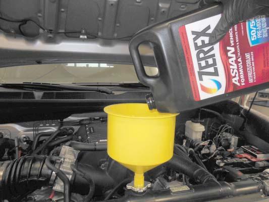Fill the radiator with a Toyota approved coolant mixture. Re-install the radiator cap. If you saved and reused your coolant, make sure it all gets reused.