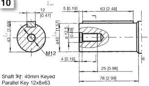 0) DRIVE SHAFT 00 - Bearingless 01-1-1/2 Parallel Key 02-1-3/4" Tapered Key 03-1-1/2-17 Tooth Spline 10-40mm Straight