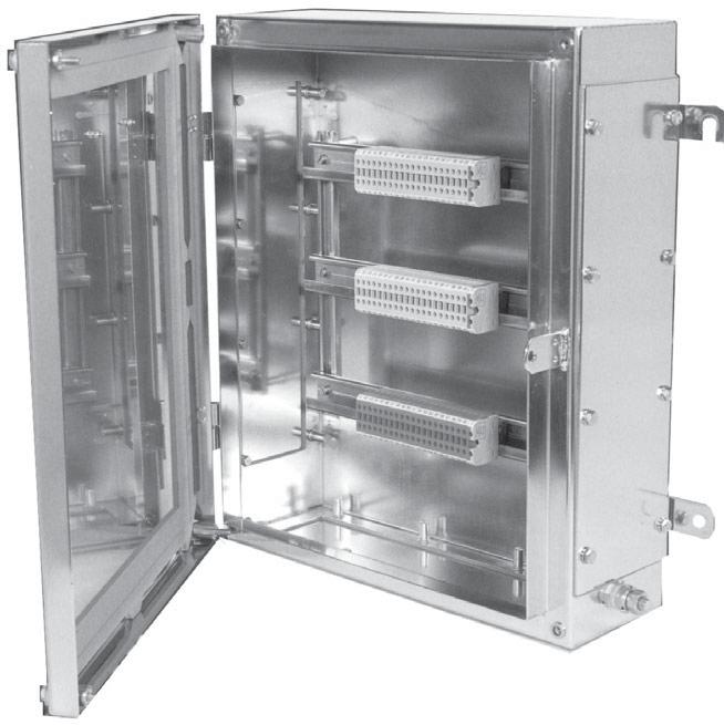 2E TBX Series Enclosures Sheet or Stainless Steel ATEX: II 2 G Ex e II AEx Class I, Zone 1, AEx e IIC, T6 culus to UL50 Applications: The TBX range is an ATEX certified steel and stainless steel