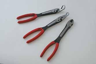 plier 3 Piece 11" Hose Gripper Pliers Set > Extra long for access into limited clearance areas > Soft comfort grip handles > Heat treated forged alloy steel for strength and