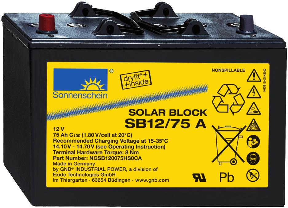 Network Power > Sonnenschein SOLAR BLOCK > Benefits Sonnenschein SOLAR BLOCK Safe power supply for medium performance The Sonnenschein SOLAR BLOCK battery range is very powerful and reliable in rough