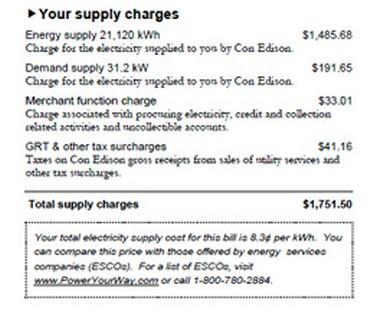 Utility bill explained: Con Edison supply Energy supply kwh Day ahead energy price (market-based)