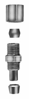 Compression nut 404-23668-1 Compression nut (stainless steel) 404-22581-2 Ferrule Divider Valve Outlet Adapters for ⅛"