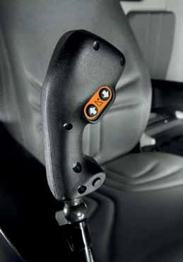 Ergonomic seat with mechanical or pneumatic adjustment and adjustable steering column for setting the a comfortable driving position.
