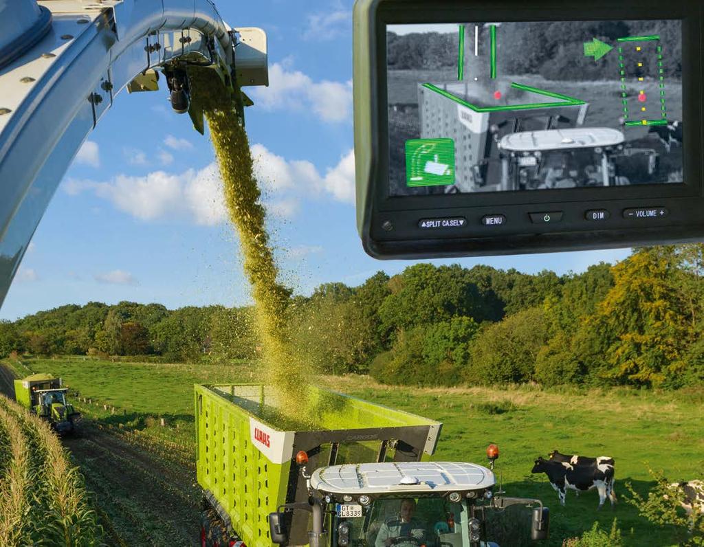 With the new "Side Rear" AUTO FILL function, automated offloading from the forage harvester is now possible not only from