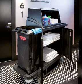 CLEANING: Housekeeping Carts PROTECTIVE SECURITY HOOD Lockable, to keep cleaning supplies and amenities concealed from view (optional).