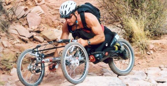 11 examples of sport-specific wheelchairs. The racing wheelchair comes with three wheels to increase speed and aerodynamics.