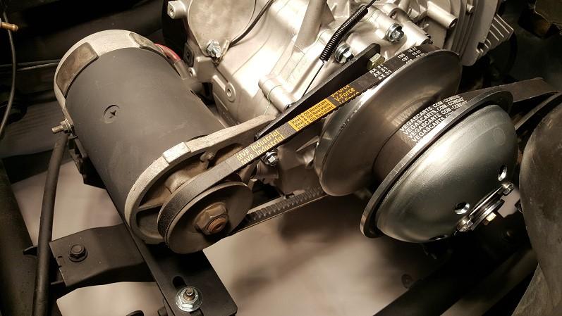 Upon successful installation of the starter belt, you must now install the 5/16 hardware for the tensioner. The tensioner has a slot in it to allow you to adjust your belt tension.