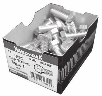 JOBBER MERCHANDISER No. 022-067 Contains 792 Handy-Packs, Rack and sign. 132 Sizes of Cap Screws, Nuts, Washers, Cotter Pins, Stove Bolts, etc.