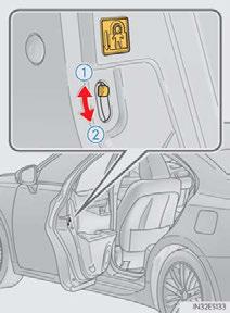 n Rear door child-protector lock The door cannot be opened from inside the vehicle when the lock