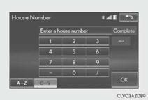 Select by street address 4 1 3 4 5 5 Press the MENU button on the Remote Touch. Please refer to P.48 for the Remote Touch operation. Select Nav. Select Dest. Select Address. Select Street Address.