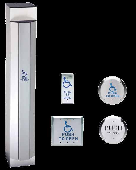 ADA Compliant Solutions BOLLARDS AND PUSH PLATE SWITCHES - WIRELESS AND HARDWIRED For Handicap Access, Automatic Door Activation & Request-to-Exit Applications Door Opener Activation Access Control