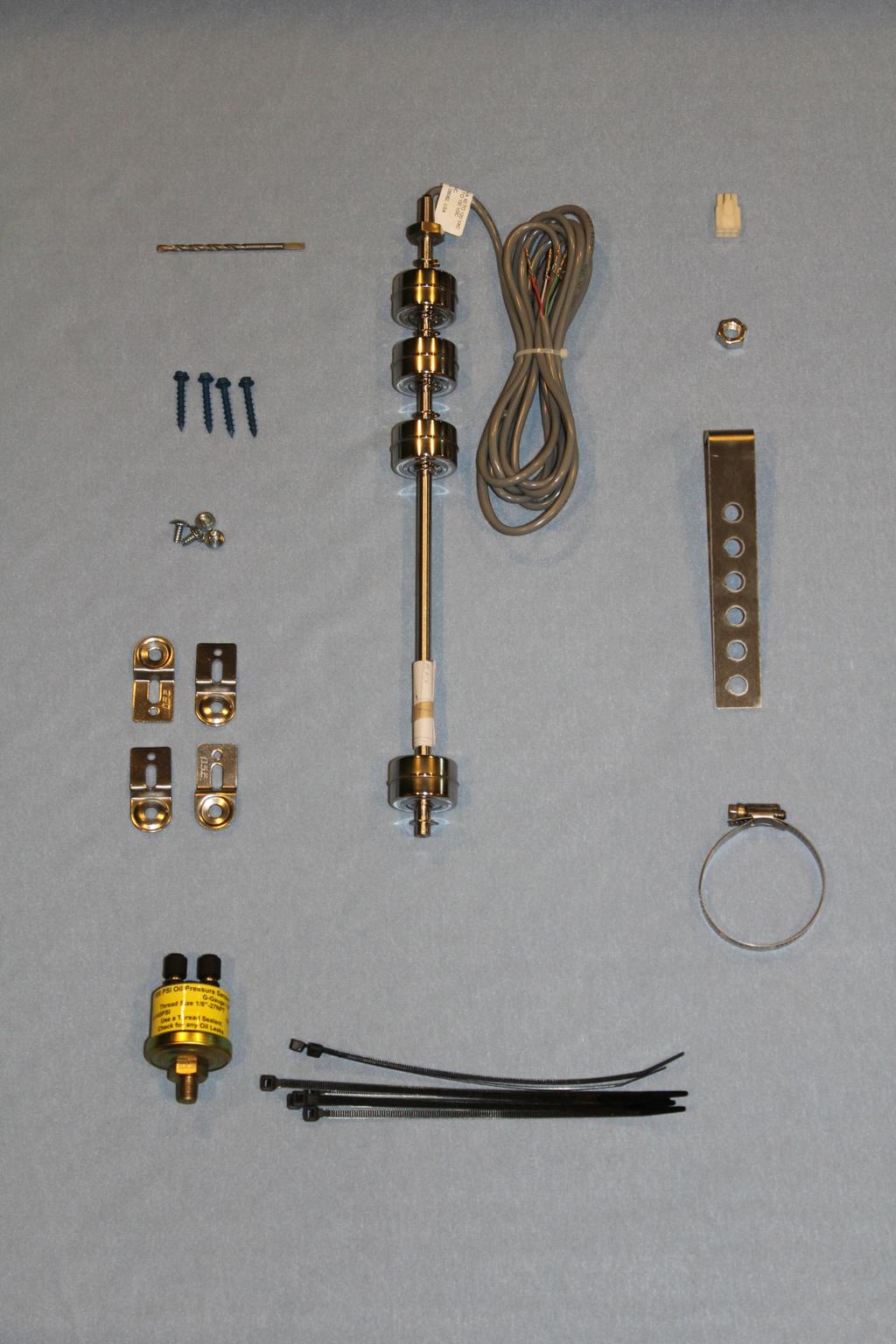 Woda-Sci System Installation Parts Set 5/32 x 3 ½ Drill Bit - 5 Connector Body - 7 3/8 Locking Nut - 8 3/16 x 1 ¼ Concrete Anchors- 4 Mounting Screws - 3 Stainless Steel Hanger - 9 Mounting Brackets