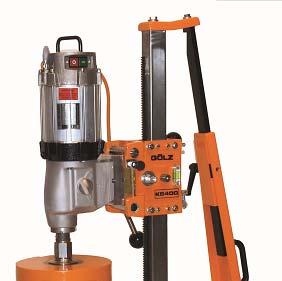 CORE DRILLING MACHINES GÖLZ KB 250 Anchor base Connection 1¼" UNC Feed handle, left or right hand operation Stroke: 650mm Angle adjustable up to 45 Motor quick change system Inclusive Tool and