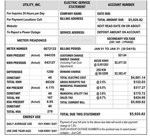 Sample Electric Utility Monthly Billing - RATE GS-GENERAL SERVICE JStudebaker 4/23/14 www.studebakerenergy.