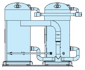 TANDEM UNITS SY/SZ 482-540-600-680-760 Operation principle SY/SZ 482-540-600-680-760 tandems use the static system to balance the oil level between the compressors.