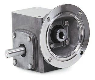 Stainless Steel Right Angle, Quill Type Solid Shaft Gear Reducer These stainless steel, solid shaft reducers are designed for applications where use of caustic cleaning solutions and regular