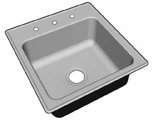 Stainless Steel Drop-in Sinks Seamless die-drawn from nickel bearing type 304, 18-8, 18 gauge stainless steel. Allows easy cleaning and stain resistance.