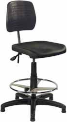 Circular adjustment ring Steel Dividers Office Stool Height adjustment from 16" to 24". Five leg, 19" diameter nylon base.
