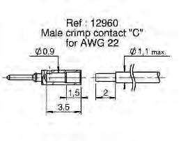 CMM 220 male CRIMP 2 2 1 n n nn = number of LF contacts nn min = 04 nn max = 60 Type : S-C See Fixing on page 43, 44 Fxx
