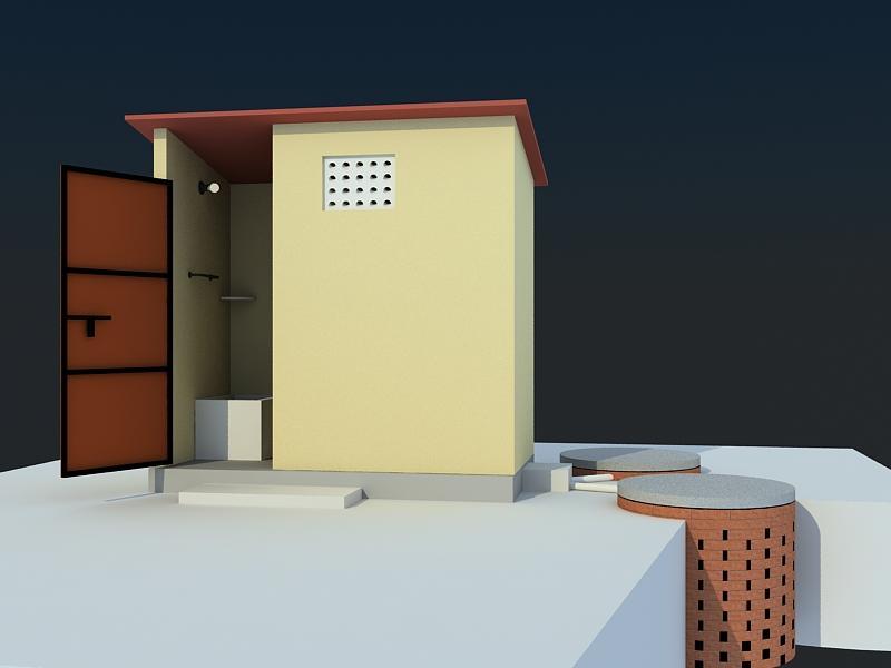 Gramalaya - Tiruchirappalli Model 4 Individual household toilet with attached bath room (Brick