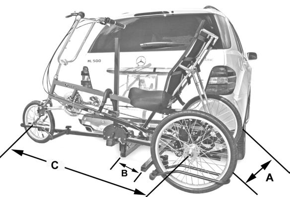 Most of the weight on recumbents are in the rear wheels, so it is very important that you attempt to position the rear wheels as close to the center of the rack as possible.