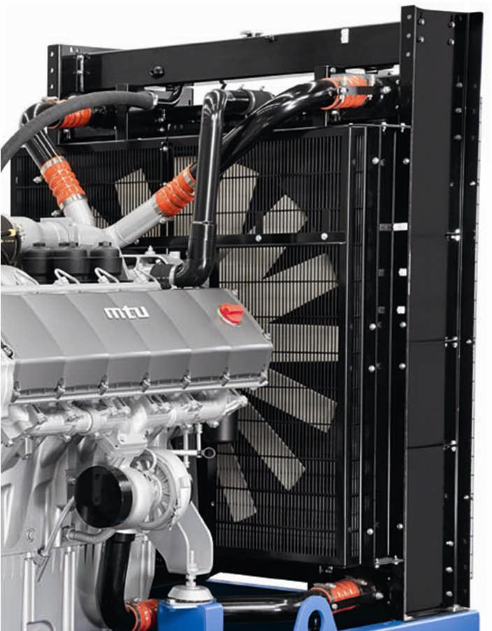 AIR CHARGE AIR COOLING (TD*) Technical Features: Complete system solution with unit-mounted belt driven fan and piping Engine mounted fan drive Front-type radiator for jacket water and charge air
