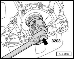 Sealing flange and flywheel/drive plate, removing and installing (Page 13-23) - Lubricate threaded head of oil seal