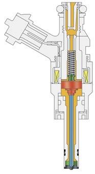 Fuel System Components Fuel Injector Operation During fuel injection, the injector s solenoid is activated producing a magnetic field.
