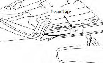 16. Secure the harness to the front center of the headliner with one (1) piece of foam tape. See figure 16. Figure 16 17.