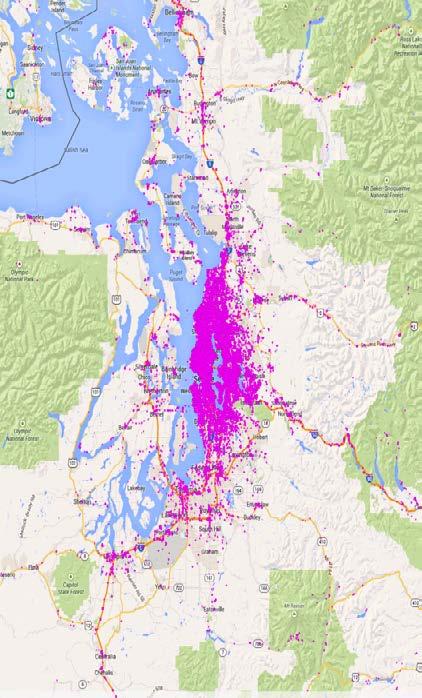 VEHICLES AND INFRASTRUCTURE Fueling Station Location Dynamics Reduced EVSE Locations from 18,000+ to 281 in Seattle Best outcomes for