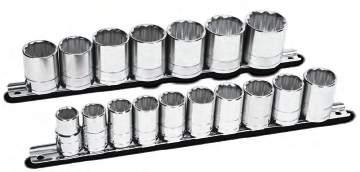 1/2" Drive Socket Sets Highly-polished chrome for appearance and durability Cold-formed alloy Hardened for ultimate strength and durability SC30001AA Size SAE 16-Piece