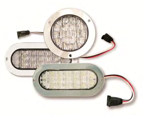 Grommet and Harness 4" Round and 6" Oval LED White Backup Light Kit (Series 40 and 60) T1901596: 12V-24V, 4" Round, White Backup light, Stainless Flange Ring and