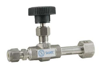 Lecture Bottle Control Valves Model 30 Scott brand Model 30 control valves are specially designed for use with lecture bottles to provide fl ow control but not pressure regulation.